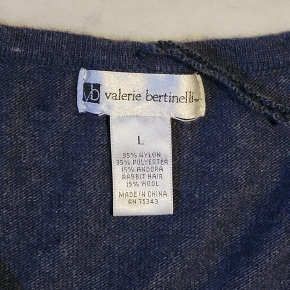 Valerie Bertinelli Womens Blue Crew Neck Sweater 15% Rabbit Hair Large - Picture 4 of 4
